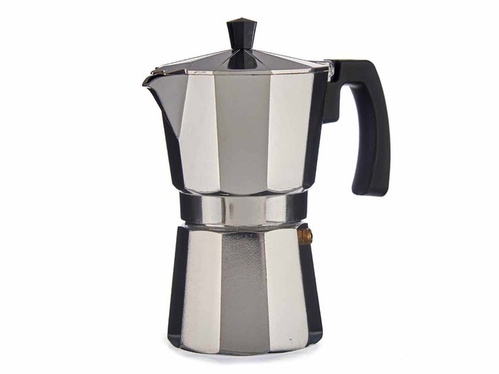 Kinvara Cafetière Aluminium 3 Tasses 150 ml avec Anse 15x15x9 cm pour Gaz, Vitrocéramique et Électrique (Set de 12)