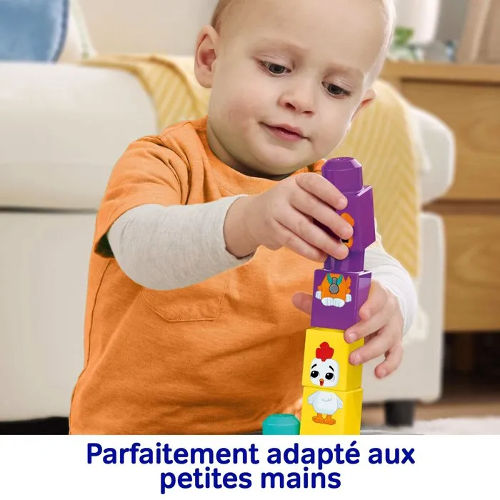 Mega Bloks JKG33 - Tracteur des animaux à construire - 30 pièces avec 8 animaux - Jeu de construction pour enfants dès 1 an et demi