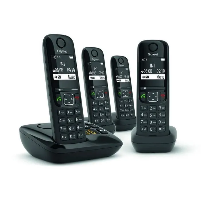 Gigaset AS690 A Quattro Noir - Téléphone fixe DECT avec répondeur 20 min, haut-parleur, blocage d'appels, écran LCD, répertoire 100 contacts Gigaset AS690 A Quattro Noir - Téléphone fixe DECT avec répondeur 20 min, haut-parleur, blocage d'appels, écran LCD, répertoire 100 contacts