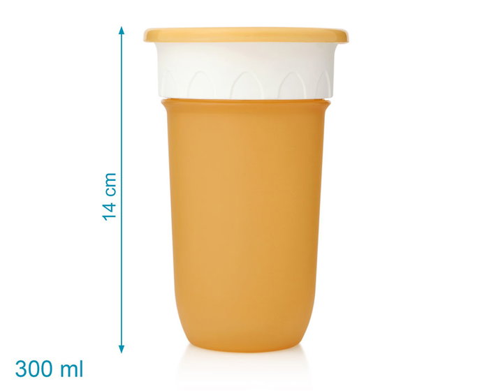 KioKids Vaso d'apprentissage tasse bec pour bébé Step 3, 300 mL, jaune moutarde, âge +12 mois, design Soft Nordic