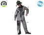 Déguisement d'Halloween pour Garçon Fantôme Novio - Costume Enfant Grâce à Rayures avec Veste et Pantalon, Taille 10-12 Ans, Polyester Gris