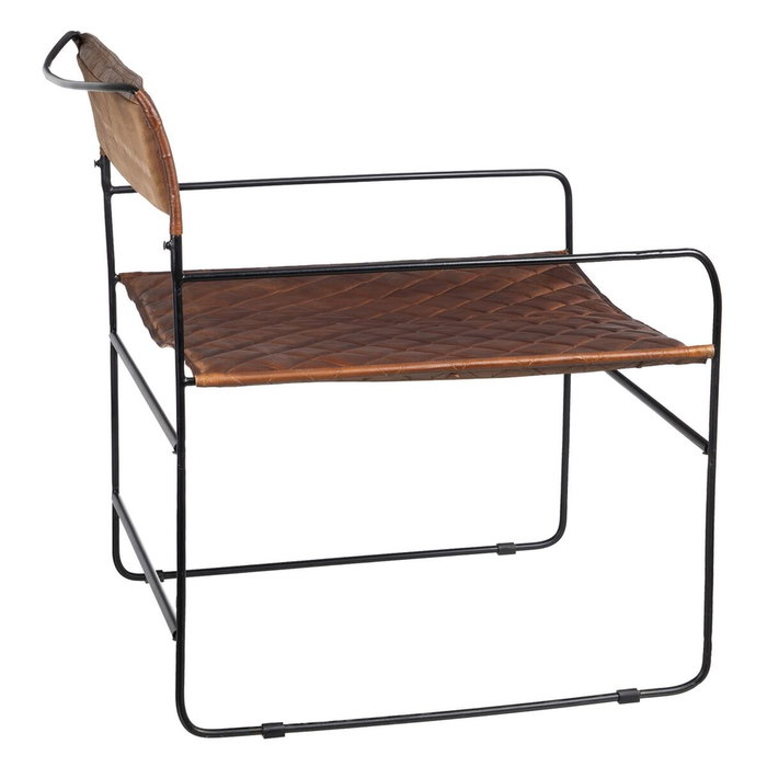 BigBuy Home Chaise de Salle à Manger Marron Noir Cuir Fer