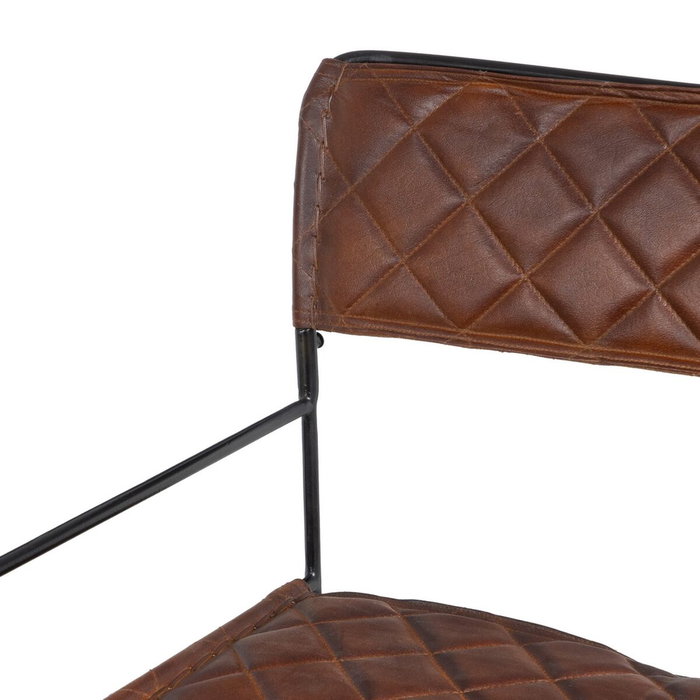 BigBuy Home Chaise de Salle à Manger Marron Noir Cuir Fer