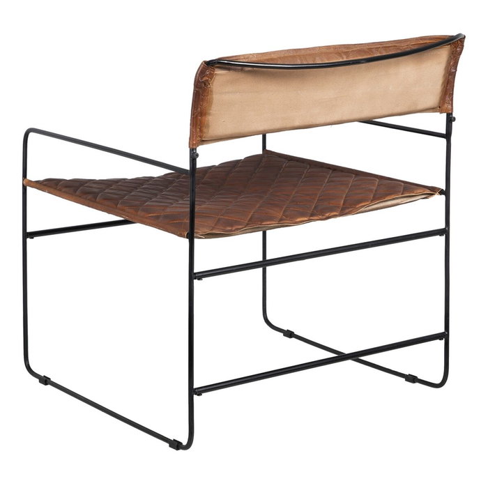 BigBuy Home Chaise de Salle à Manger Marron Noir Cuir Fer