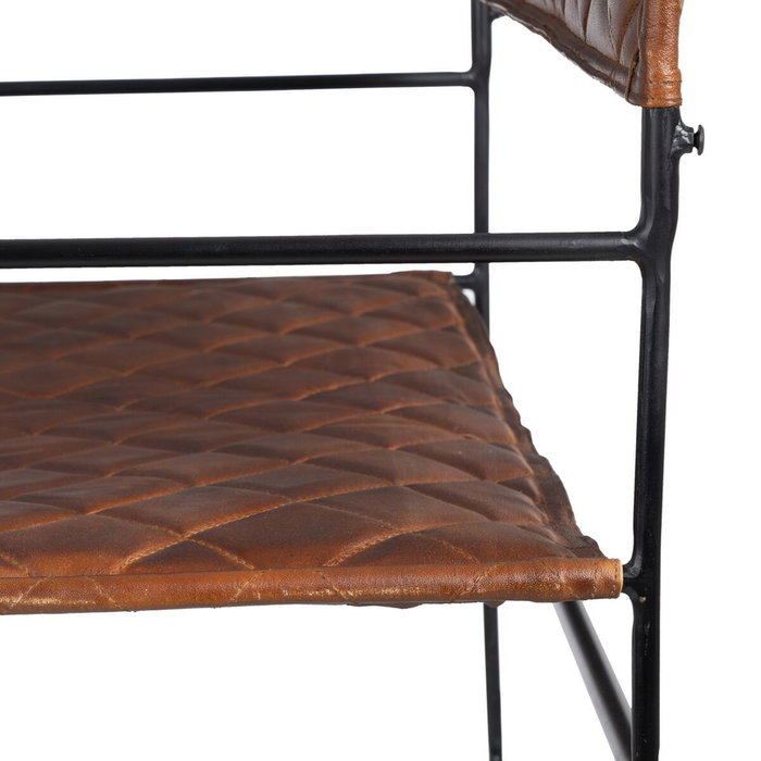 BigBuy Home Chaise de Salle à Manger Marron Noir Cuir Fer