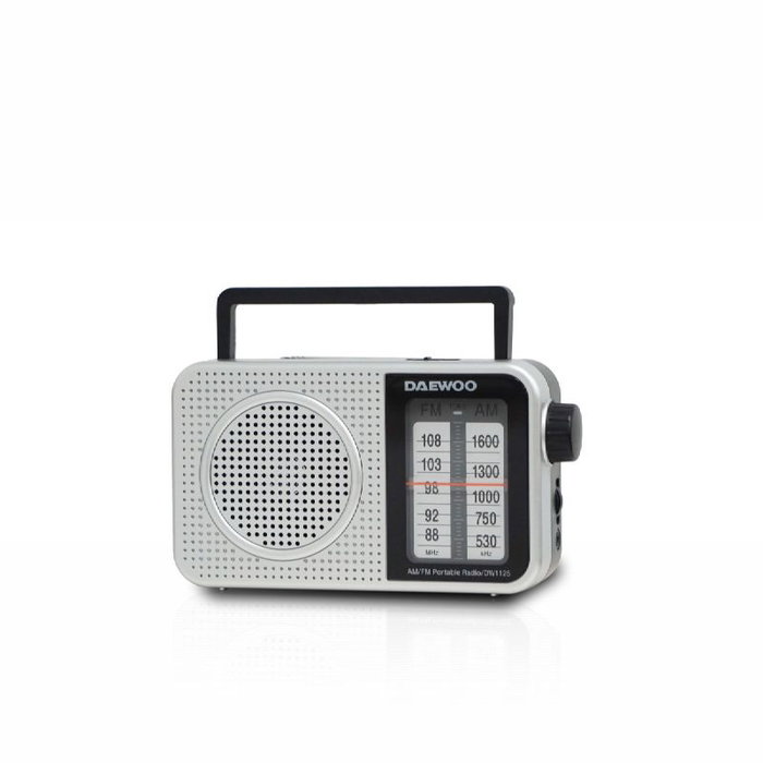 DAEWOO Radio AC/DC avec haut-parleur, entrée jack et poignée - Argent