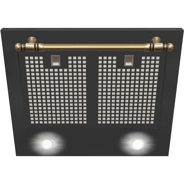 Amica OKC6212RA Hotte murale décorative rétro 76/104 x 60 x 50 cm, éclairage LED, commandes intuitives, noir