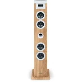 Thomson Tour haut-parleur Bluetooth/CD/USB/SD/Radio FM 60W Blanc/Bois