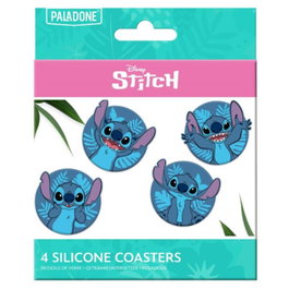 Paladone - Set de 4 dessous de verre en caoutchouc Stitch Disney (10x10 cm)