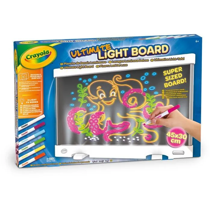 Crayola Ultimate Light Board - Table lumineuse à dessiner avec LED et feutres Gel FX