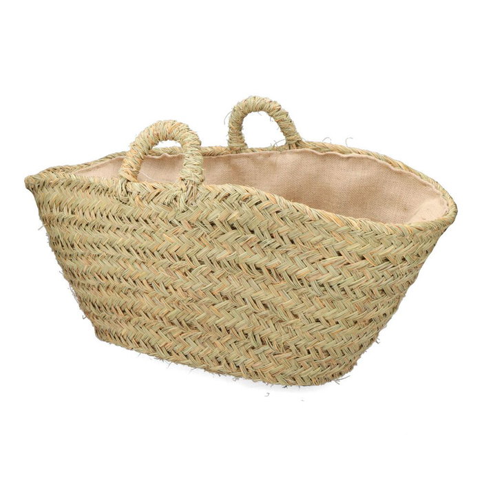 Basics Panier à Bois Ovale en Esparto avec Doublure, 60 x 35 x 45 cm