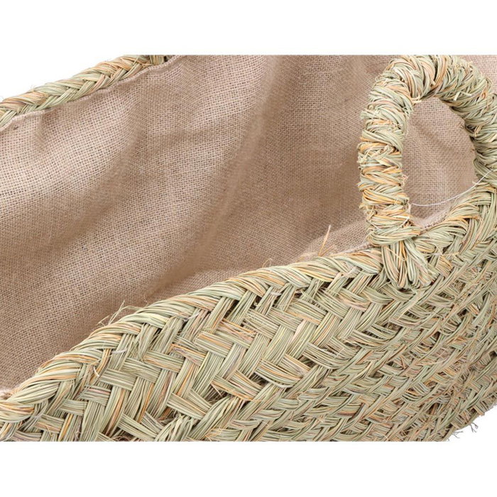 Basics Panier à Bois Ovale en Esparto avec Doublure, 60 x 35 x 45 cm