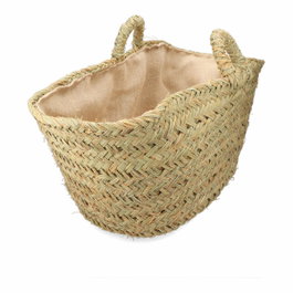 Basics Panier à bois ovale en esparto avec doublure 60 x 35 x 45 cm