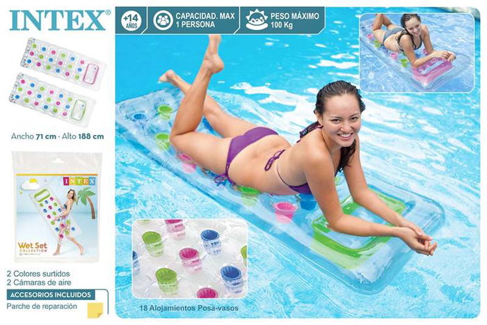 Intex Tapis de jeu gonflable 18 vasos transparents 188x71 cm en PVC - Modèles assortis - À partir de 6 mois