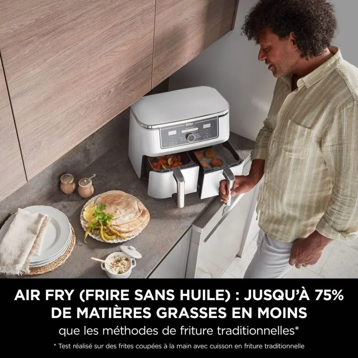Ninja Friteuse sans huile Foodi Max Dual Zone AF400EUWH - 9,5L - 6 programmes - 2470W - Blanc Ninja Friteuse sans huile Foodi Max Dual Zone AF400EUWH - 9,5L - 6 programmes - 2470W - Blanc