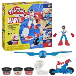 Play-Doh Marvel Captain America Moto Tranchante - Coffret Pâte à Modeler avec Figurine Flexible et 3 Accessoires - Jouet Créatif Dès 4 Ans