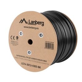 Lanberg Bobine Extérieur Cat.6 FTP RJ45 305m Cuivre Pur AWG23 Noir