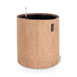 Lechuza Pot de fleurs TRENDCOVER 32 Cork ALL-IN-ONE 441317 - Jardinière en liège structurée, Ø 32 x 33 cm, couleur naturel clair