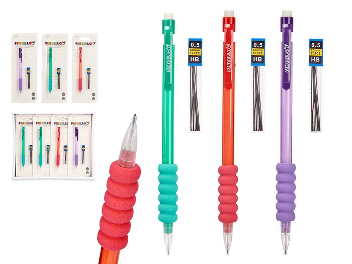 Pincello Porte-mines en silicone avec 12 mines de recharge, bleu/rouge/vert, 7,8 x 21 x 1,5 cm (Set de 48) Pincello Porte-mines en silicone avec 12 mines de recharge, bleu/rouge/vert, 7,8 x 21 x 1,5 cm (Set de 48)