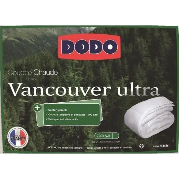 Dodo Couette chaude tempérée Vancouver Ultra, 2 personnes, 220 x 240 cm, 300 g/m², blanc, DODO Dodo Couette chaude tempérée Vancouver Ultra, 2 personnes, 220 x 240 cm, 300 g/m², blanc, DODO