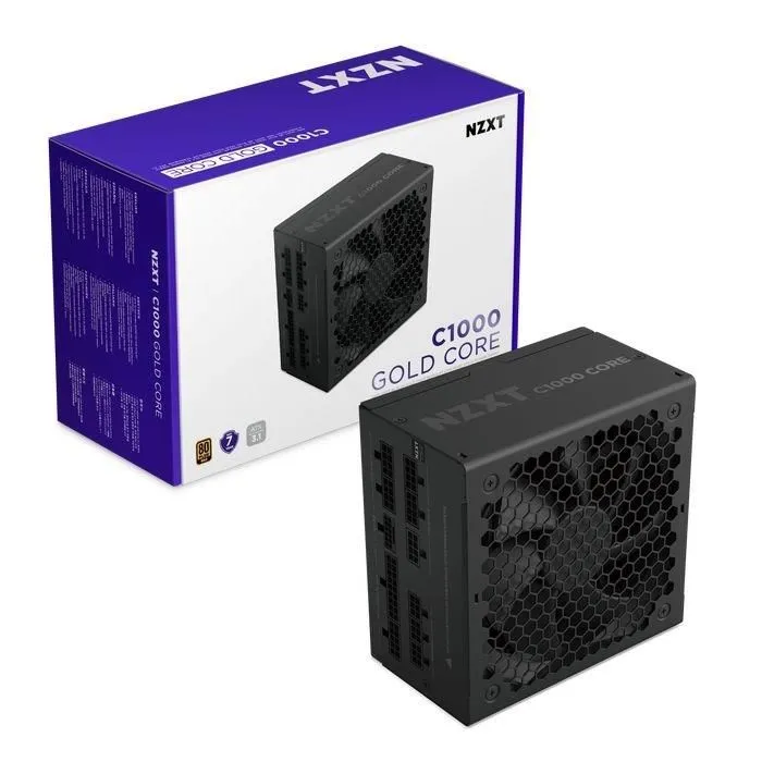 NZXT PA-0G3BB-EU C1000 Gold Core - Alimentation PC ATX 3.1 1000W 80 Plus Gold Certifiée Cybenetics Platinum - Entièrement Modulaire - Câble PCIe 5.1 12V-2x6