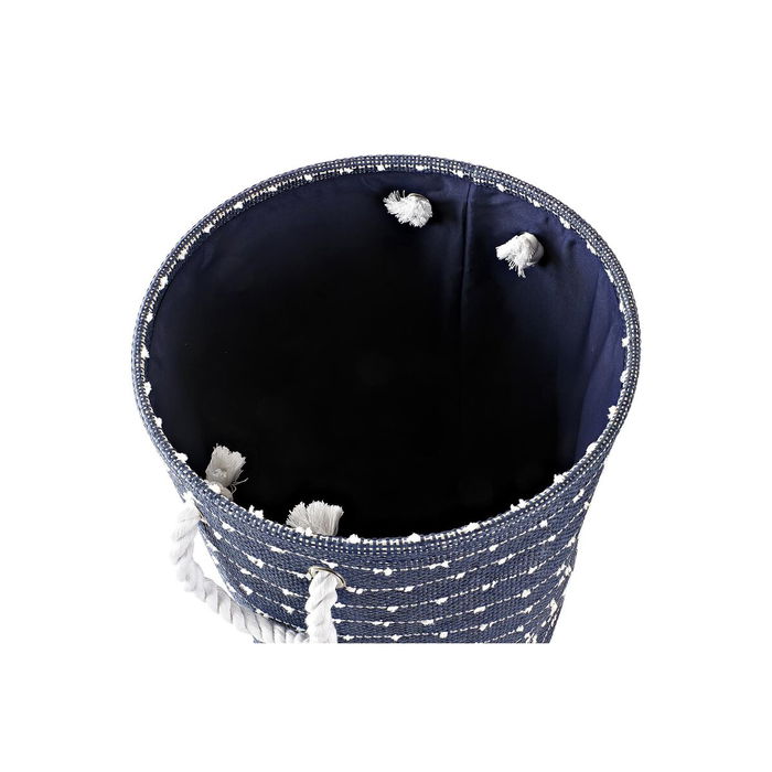 Set de basket DKD Home Decor Blanc Blue marine 39 x 31 x 31 cm 2 Pièces