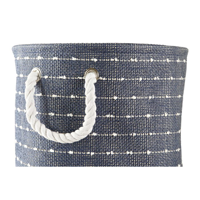 Set de basket DKD Home Decor Blanc Blue marine 39 x 31 x 31 cm 2 Pièces