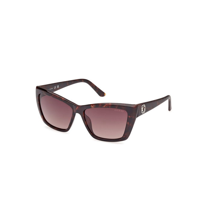 GUESS GU00098 - Lunettes de soleil femme œil-de-chat - Monture havane, verres brun dégradé - Taille 52F 55mm