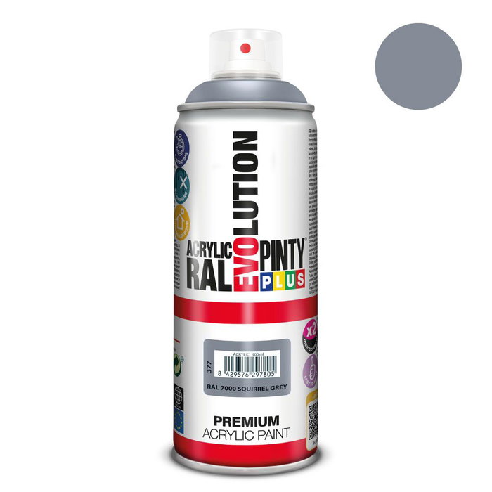 Peinture en spray Pintyplus Evolution RAL 7000 Gris squirrel 400 ml Peinture en spray Pintyplus Evolution RAL 7000 Gris squirrel 400 ml
