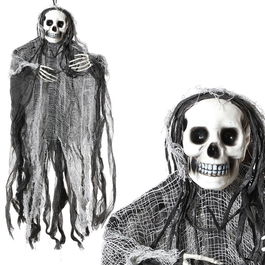 Decoracion Colgante - Squelette Halloween Noir et Gris Effrayant et Réaliste, 91x66 cm, Décoration d'Intérieur et d'Extérieur