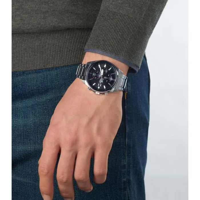 Casio Montre Edifice EFV-610D-1AVUEF - Acier Inoxydable Noir - Chronographe 1/10s - Verre Minéral - Étanche 100m