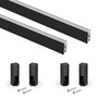 Emuca Lot de 2 rails de penderie Luxe 0,75 m, Noir texturé