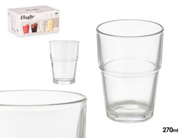 VIVALTO Verre en cristal empilable 270ml, lot de 48, Transparente