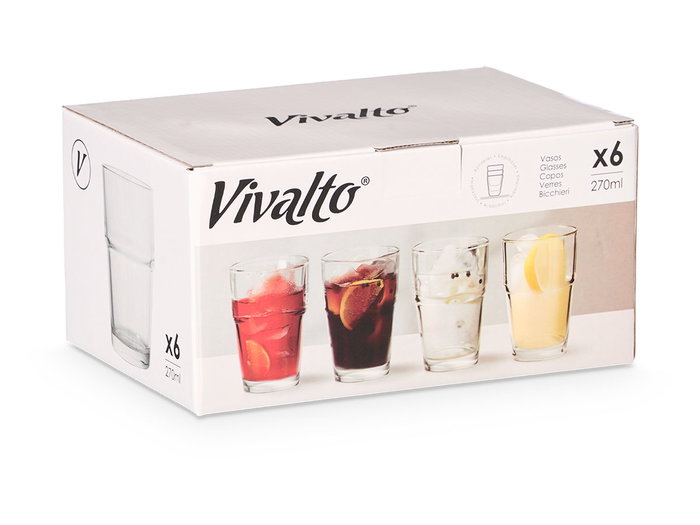 Vivalto Verre en Cristal Empilable 270 ml Transparent 7,5x10,5x7,5 cm (Set de 48) Vivalto Verre en Cristal Empilable 270 ml Transparent 7,5x10,5x7,5 cm (Set de 48)