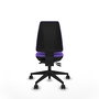 Chaise Elche Asynchrone Tissu Violet Base pyramidale noire Sans accoudoirs Sans appui-tête Roulettes 65mm nylon