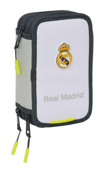 Safta - Plumier triple 37 pièces Real Madrid équipement 2025/2026 - 12,5x19,5x5,5 cm - Dès 3 ans