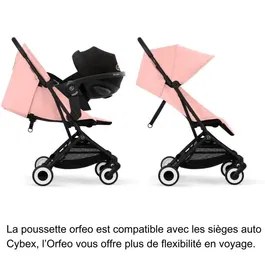 CYBEX Poussette Orfeo - Poussette ultra compacte et légère pour voyage (6.3 kg), pliage une main, compatible avion cabine, de la naissance à 4 ans (22 kg), coloris Candy Pink