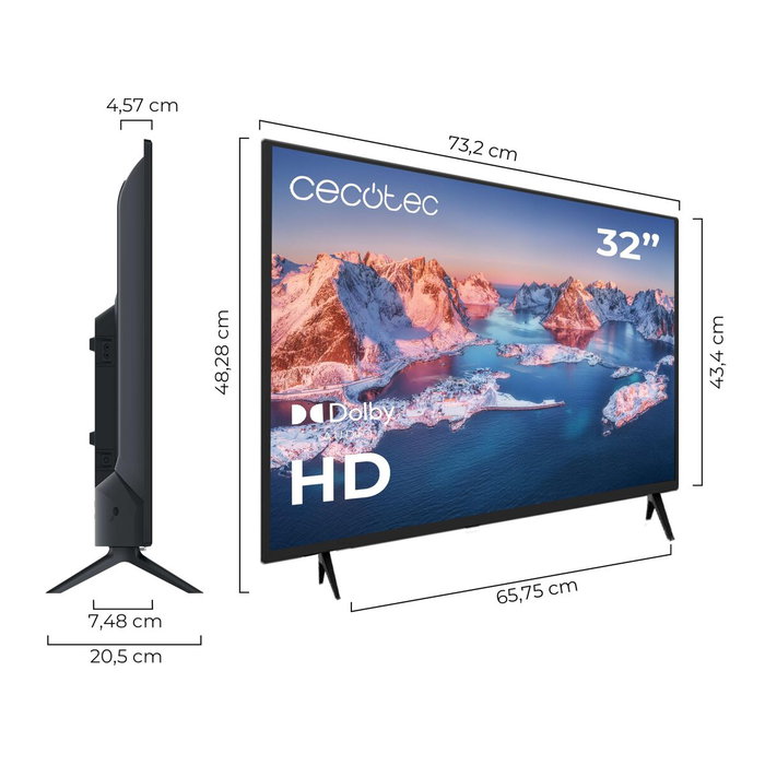 Smart TV Cecotec 32" HD LED 0 series 0032S écran plat DVB-T2 HDMI USB noir