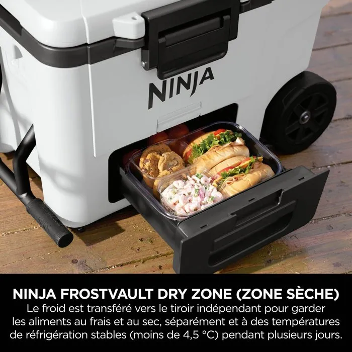 Ninja FrostVault 42 L - Glacière roulante avec zone sèche - Blanc nuage