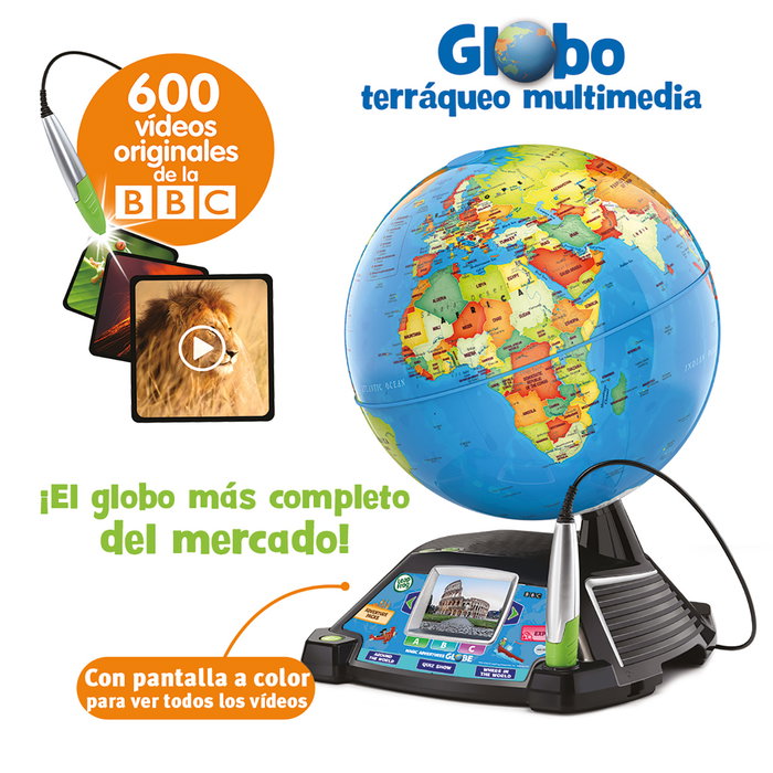 Leap Frog Globo Interactif Multimedia Leap Frog 80-605422 V-Tech - Globe terrestre interactif et tactile avec vidéos BBC, lápiz, 11 catégories d'apprentissage, 28 cm