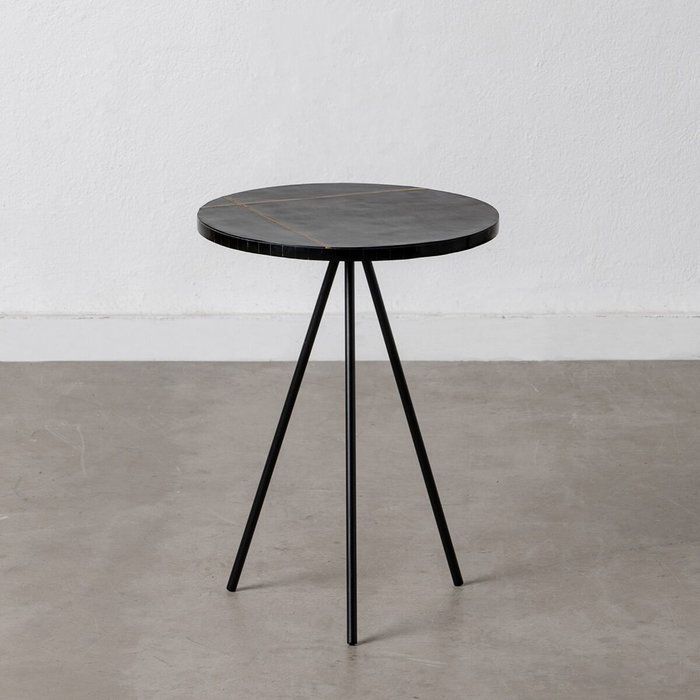 BigBuy Home Table d'appoint Noir Doré Ronde BigBuy Home Table d'appoint Noir Doré Ronde