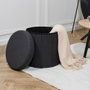 Home Deco Factory Pouf Pliable Noir avec Rangement