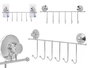 Berilo Porte-manteau mural Acier 6 crochets avec ventouse 39x16x4 cm Gris métal (Set de 12)
