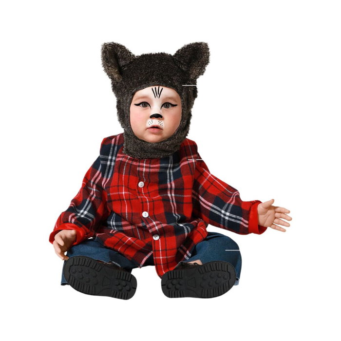 BigBuy Carnival Déguisement Loup-garou pour Bébé avec Chemise Rouge et Bonnet à Oreilles