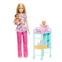 Barbie JMK12 Coffret de Jeu Pédiatre Barbie Careers avec Poupée Barbie, 2 Bébés, Table d'Examen et Accessoires