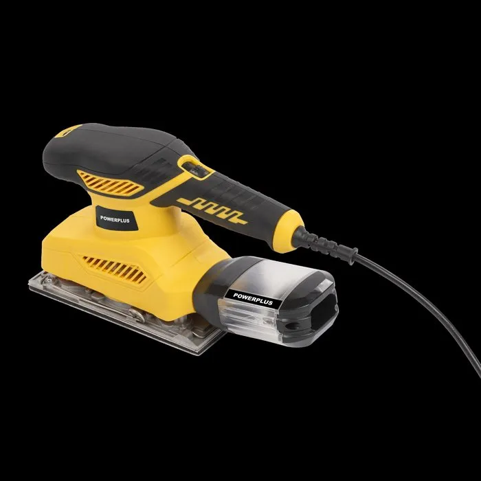 Powerplus POWX04010 Ponceuse vibrante électrique 260 W 24000 coups/min, plateau 187 x 90 mm, double système de fixation, bac de récupération de poussière