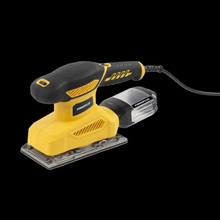 Powerplus POWX04010 Ponceuse vibrante électrique 260 W 24000 coups/min, plateau 187 x 90 mm, double système de fixation, bac de récupération de poussière