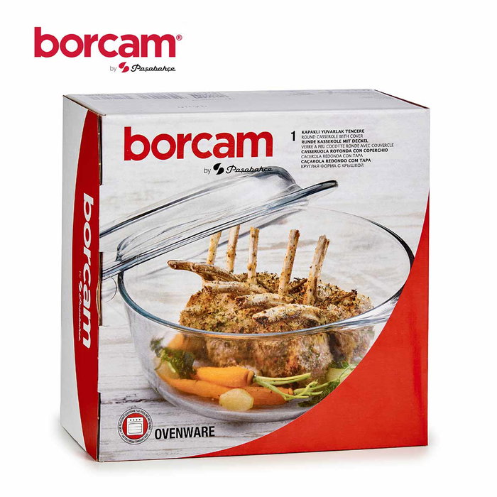 Pasabahce Casserole Borcam 2100 ml avec Couvercle 26 x 22 x 11 cm Verre Borosilicate Transparent (Set de 4)