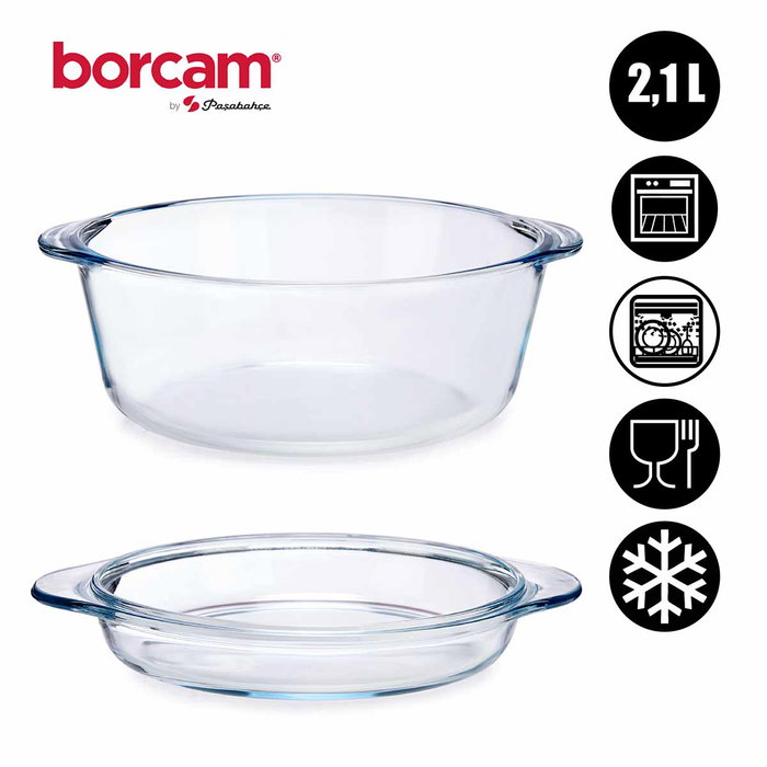 Pasabahce Casserole Borcam 2100 ml avec Couvercle 26 x 22 x 11 cm Verre Borosilicate Transparent (Set de 4)