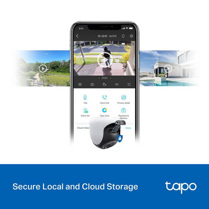 TP-Link Caméra de Surveillance Extérieure Wi-Fi 2K QHD Pan/Tilt C520WS - Vision Nocturne Couleur, Détection IA Personne/Animal/Véhicule, Audio Bidirectionnel, IP66
